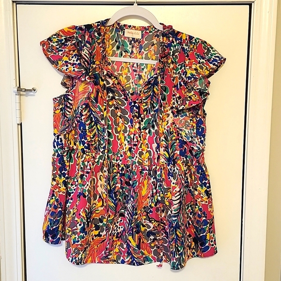 🔥Sale Hailey & Co Multi-Colored Ruffle Sleeved Blouse - Picture 2 of 4